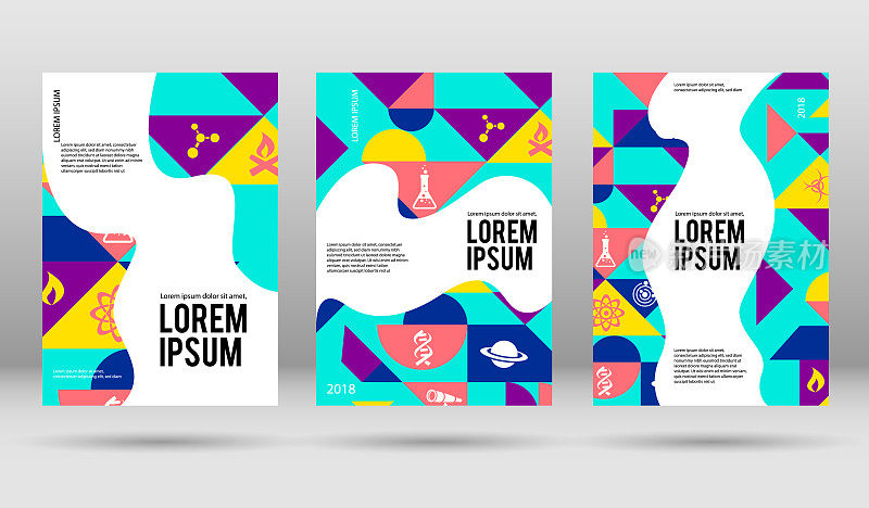science icons on cover design template